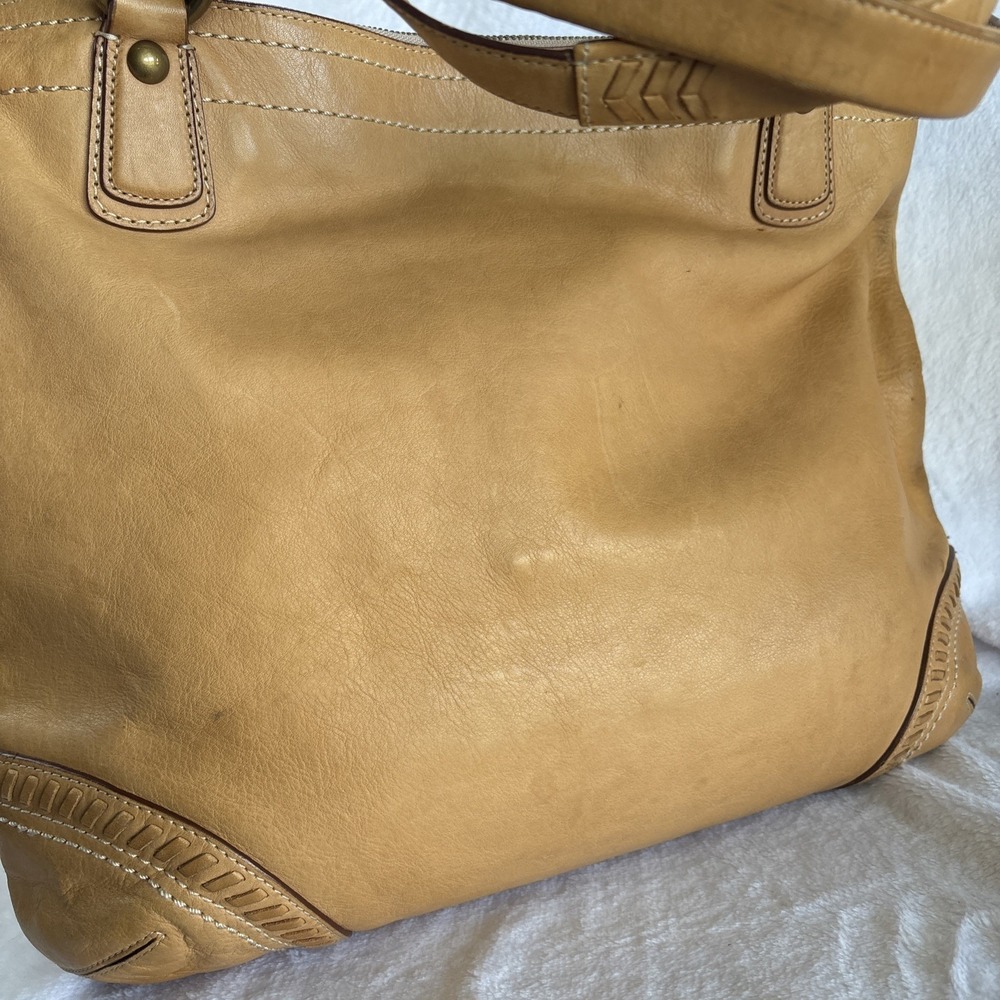 COACH Poppy Whipstitch Tote Bag Natural Tan Leather Large 19018 - Picture 10 of 16